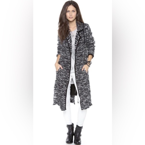 FREE PEOPLE Last Dance Duster/Cardigan Black/White Size: L - Picture 4 of 12